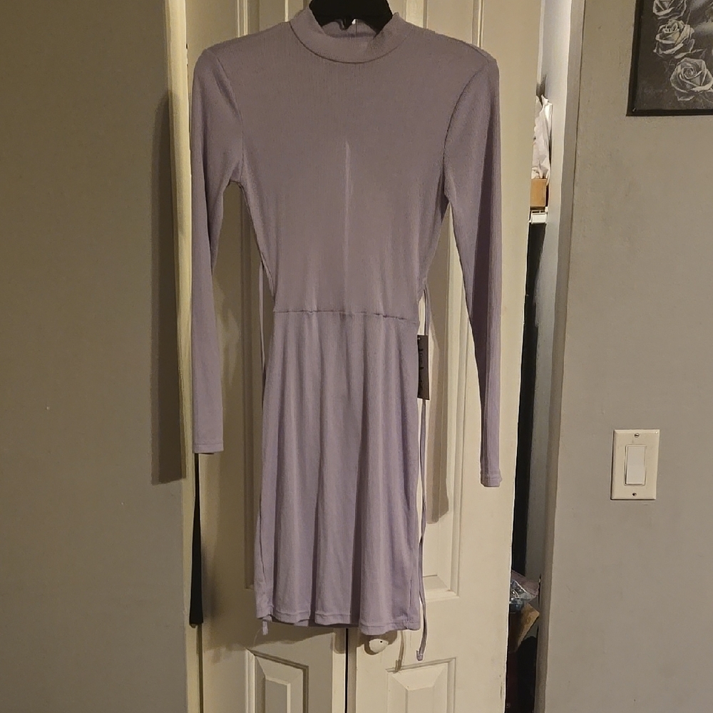 Elegant Lavender Long Sleeve Dress